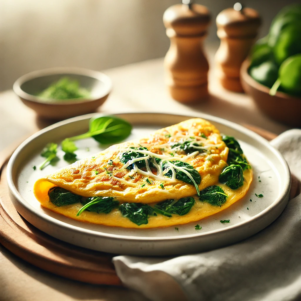 Einfach köstlich: Omelette mit Käse und Spinat