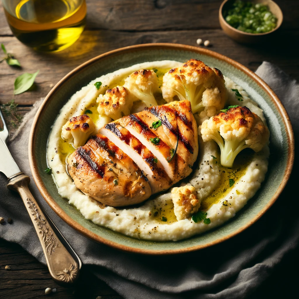 Perfekt Gegrilltes Hähnchen mit Cremigem Blumenkohlpüree
