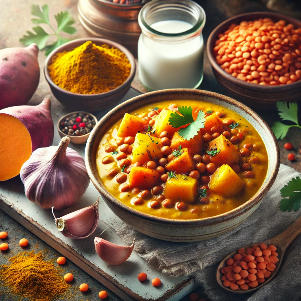 Rote Linsen-Curry mit Süßkartoffeln
